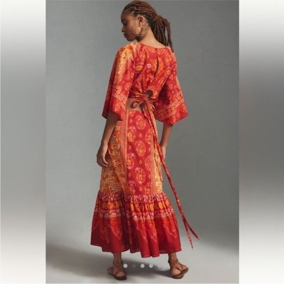 Farm Rio Printed Cutout Tiered-Hem Dress Size Medium - Picture 2 of 16